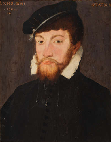 Portrait of a young man, bust-length, in black costume Circle of Hans Eworth(Antwerp 1515-1574 London)