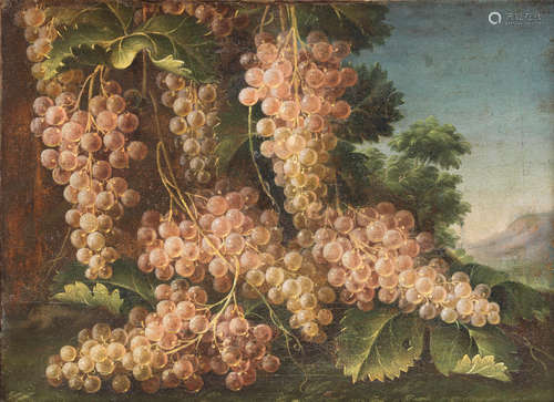 Bunches of grapes before a landscape  (2) Francesco Malagoli(Modena(?) -died 1776)