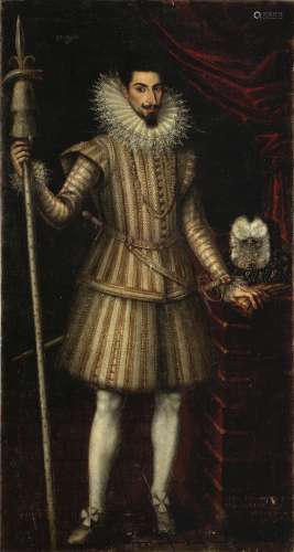 Portrait of a gentleman, full-length, in white costume Follower of Alonso Sánchez Coello(Valencia circa 1532-1588 Madrid)