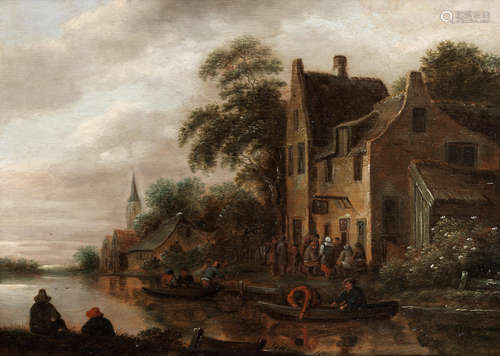 A river landscape with figures outside an inn; and Figures outside an inn  (2) Klaes Molenaer(Haarlem circa 1630-1676)