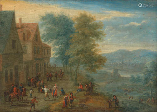 A village scene with figures dancing Circle of Mathys Schoevaerdts(Brussels 1665-1695)