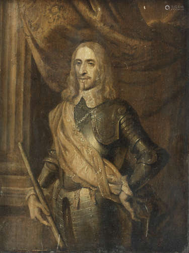 Portrait of a gentleman, three-quarter-length, in armour English School17th Century