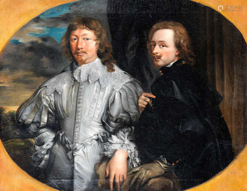 Portrait of Endymion Porter and Sir Anthony van Dyck, within a painted oval A. Castelli(active Italy, 19th Century)After Sir Anthony van Dyck