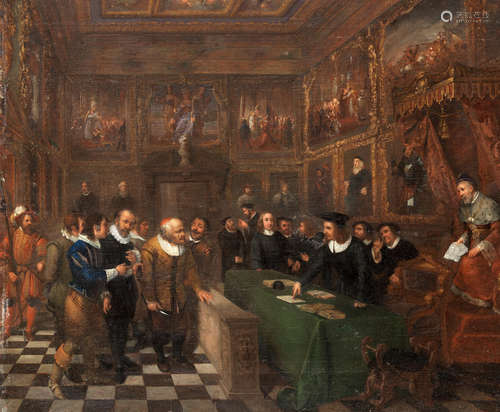 A scene from Shakespeare's The Merchant of Venice, Act 1, Scene IV Dutch School18th Century