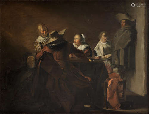 An interior with soldiers and ladies at a table After Pieter Jacobsz. Codde17th Century