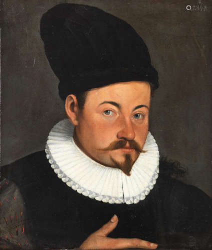 Portrait of a gentleman, bust-length, in black costume, with a black hat Circle of Bartolomeo Passarotti(Bologna 1529-1592)