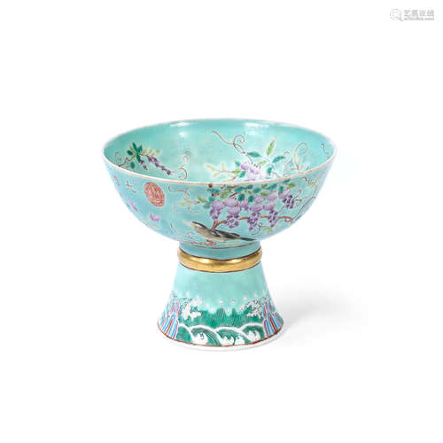 20th century A Dayazhai-style enamelled stem cup