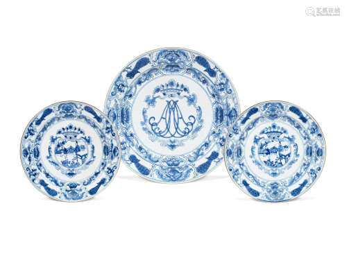 Kangxi Three blue and white export dishes