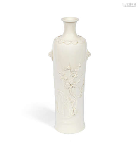 Xuande seal-mark, 17th/18th century A DEHUA CYCLINDRICAL BOTTLE VASE