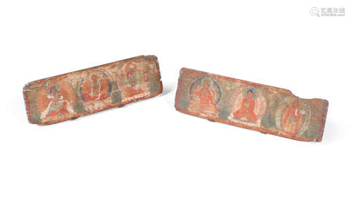 Nepal, probably 14th/15th century A pair of painted manuscript covers