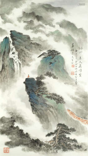 Scholar and landscape, dated 1991 Shen Shijia (1906-2001)