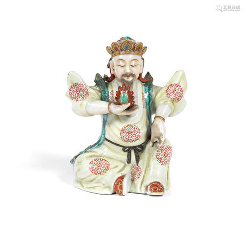 18th century An enamelled figure of a Buddhist Guardian King