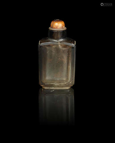 19th century A smokey-quartz square snuff bottle