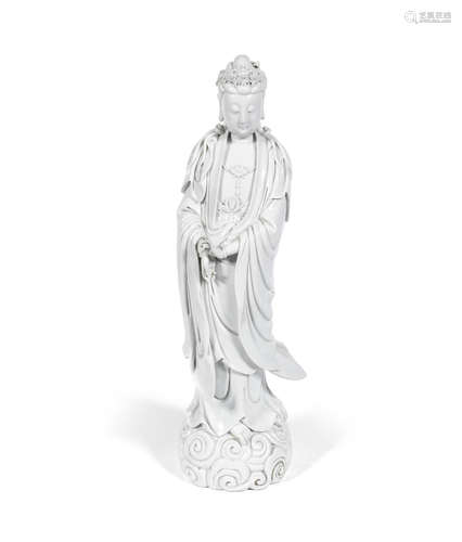 Boji Yuren seal mark, 19th century A blanc-de-chine figure of Guanyin