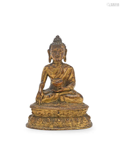 Tibet, 16th/17th century A gilt copper alloy figure of Buddha Shakyamuni