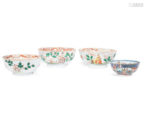 Qianlong Three Dutch-decorated 'Cherry Pickers' bowls
