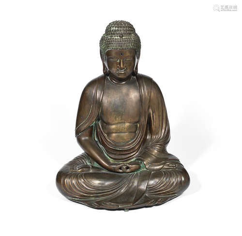 Meiji/Taisho Period A large bronze figure of Buddha