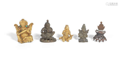 India and Tibet, 18th/19th to early 20th century A group of four small Buddhist figures