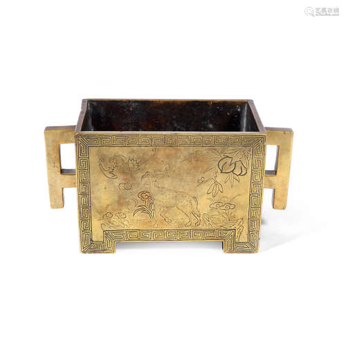 Xuande seal mark, 17th century A rectangular bronze incense burner