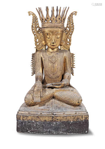 Burma 20th century A large gilt copper-alloy figure of the seated Buddha