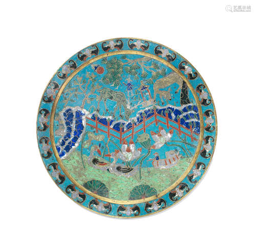 19th century A cloisonné enamel circular plaque