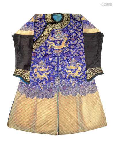 China, Republic period A blue silk-ground embroidered robe