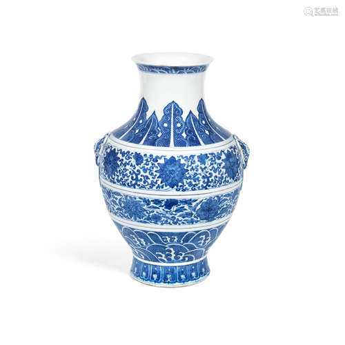 Qianlong seal mark, Late Qing Dynasty A blue and white archaistic hu-form vase