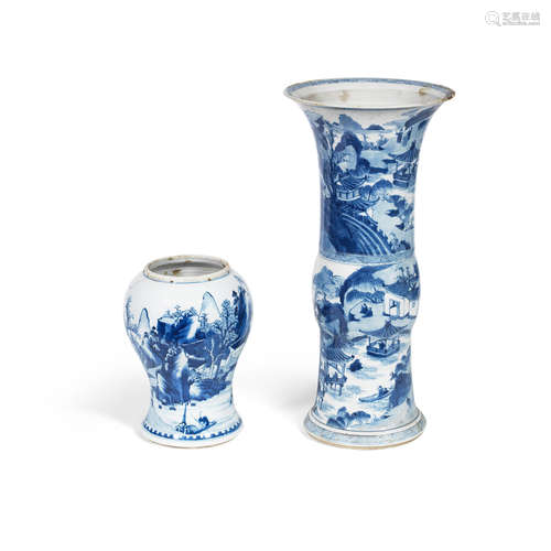 Kangxi A large blue and white beaker vase, gu