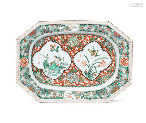 Kangxi A famille verte octagonal tray