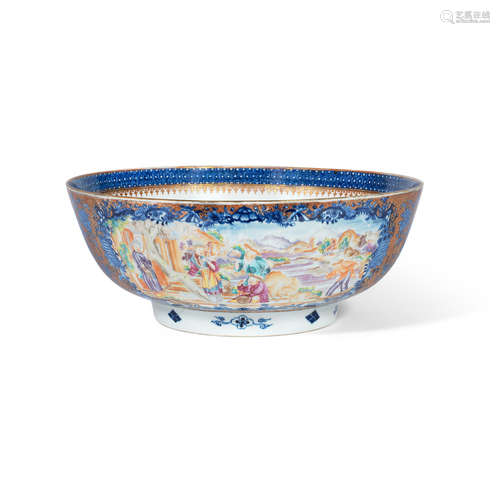 18th/19th century A large 'mandarin pattern' punch bowl