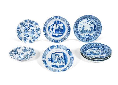 Kangxi Eight blue and white dishes