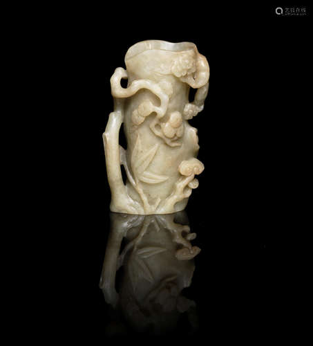 17th/18th century A jade 'Three Friends' trunk vase