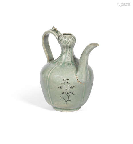 Korea, Colonial Period A slip-inlaid celadon-glazed ewer