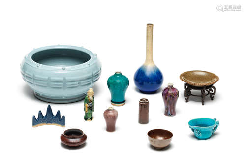 19th to 20th century A VARIED GROUP OF MONOCHROME-GLAZED WARES