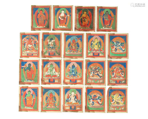 Tibet, 19th/20th century A part-set of Tantric Buddhist initiation cards, tsakali