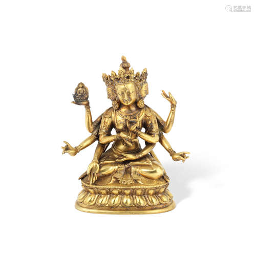 China, Qing Dynasty 19th/20th century A gilt copper-alloy figure of Ushnishavijaya