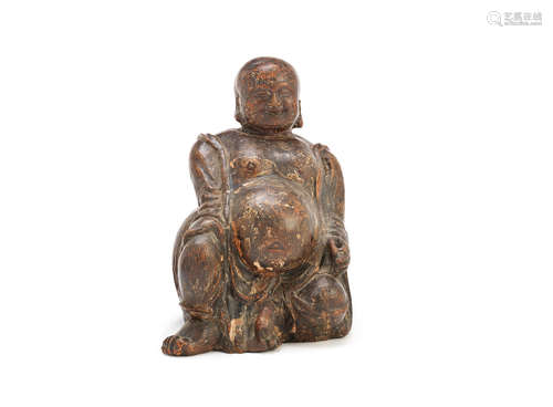 Qing Dynasty A softwood figure of Budai