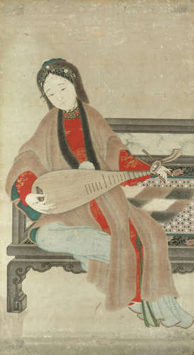 Wang Zhaojun tuning her pipa Anonymous (Qing Dynasty)