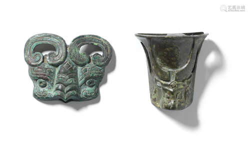 Western Zhou Dynasty Two archaic bronze fittings