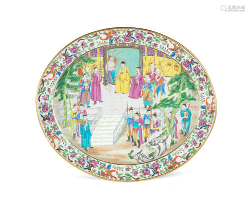 19th century A large Canton famille rose 'Investiture of the Gods' tureen tray