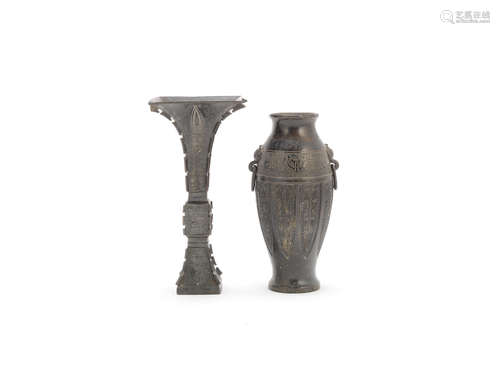 Qing Dynasty Two archaistic bronze vases