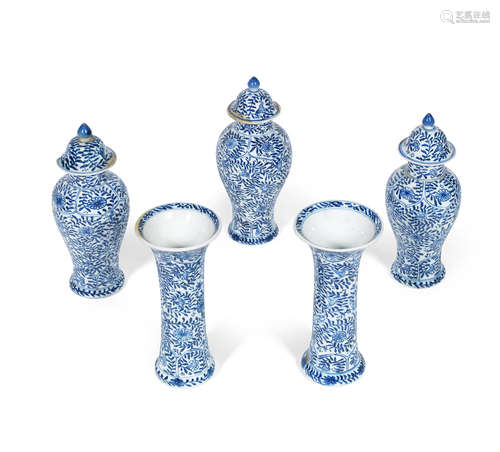 Kangxi A blue and white five-piece garniture