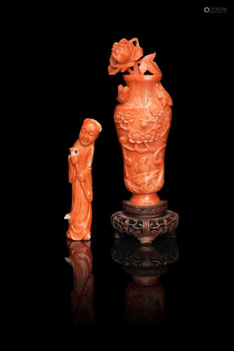 19th century Two coral carvings