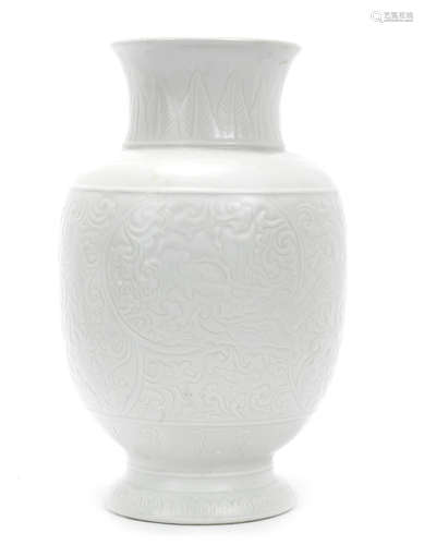 18th/19th century A carved white-glazed lantern vase