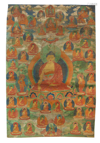 Tibet, 19th century A thangka of Shakyamuni and the thirty-five confession buddhas