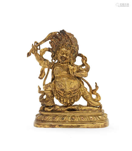 19th century A gilt-bronze figure of Mahakala