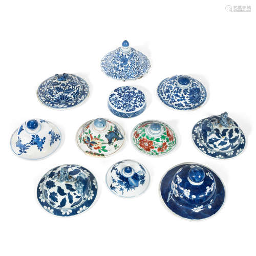 17th century to 19th century A varied group of porcelain lids