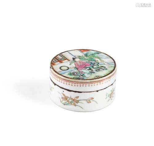 Limao jianzhi four-character mark, 19th century A famille rose circular seal paste box and cover