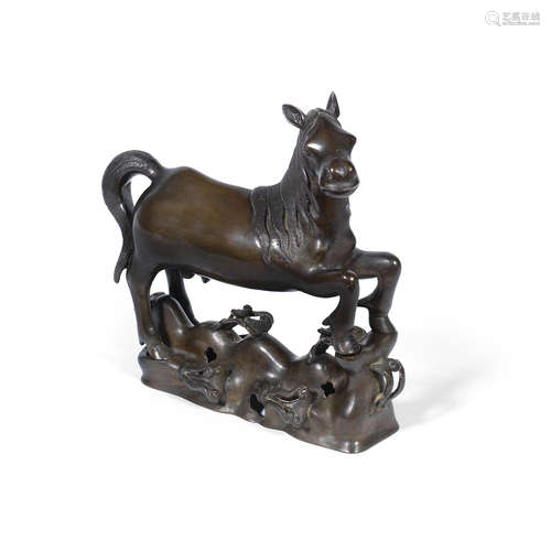 Qing Dynasty or later A bronze model of a horse