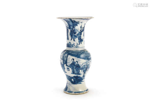 Kangxi A blue and white baluster vase, yenyen